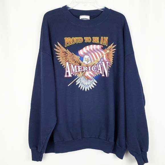 VINTAGE LEE Proud to be an American sweatshirt Patriotic Summer - Picture 1 of 5